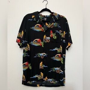 Vans Men's Black Tropical Parrot Shirt Size M